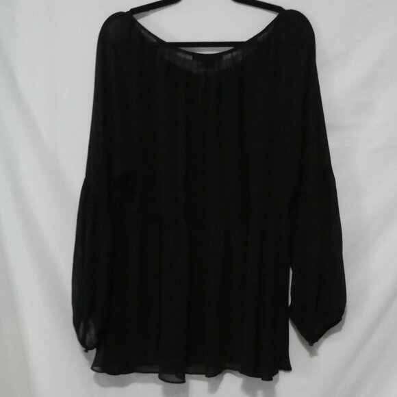 LOVE & LEGEND | size 16 | Elegant Black Sheer Long Sleeve Blouse | Button Front - Picture 2 of 15